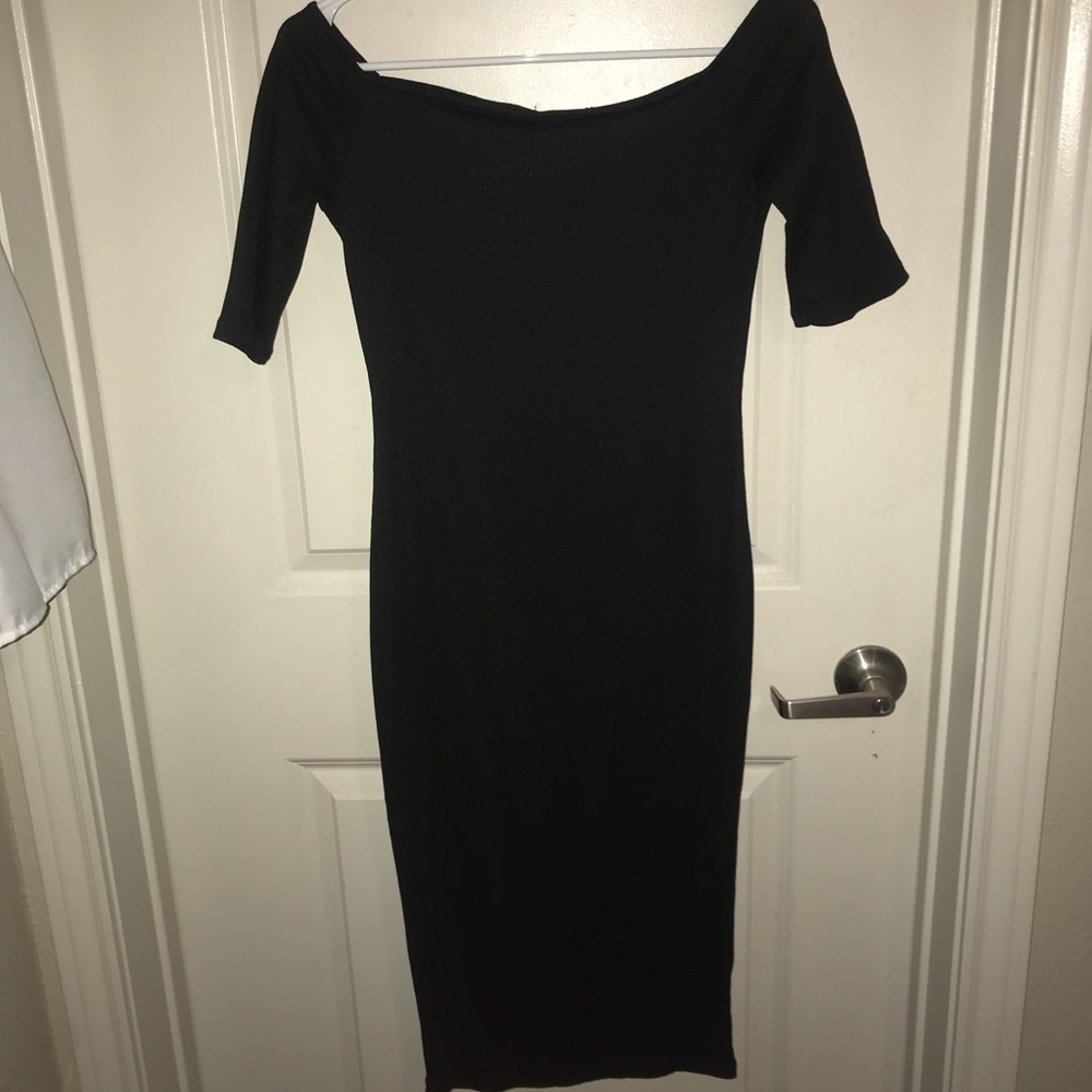 Black calf length dress
